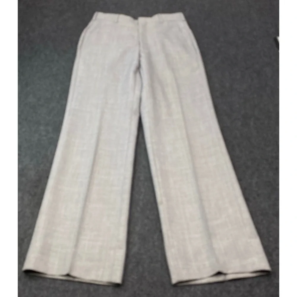 VINTAGE ACTWU Dress Pants Men 29 Gray Union Made USA Textured Straight Trousers